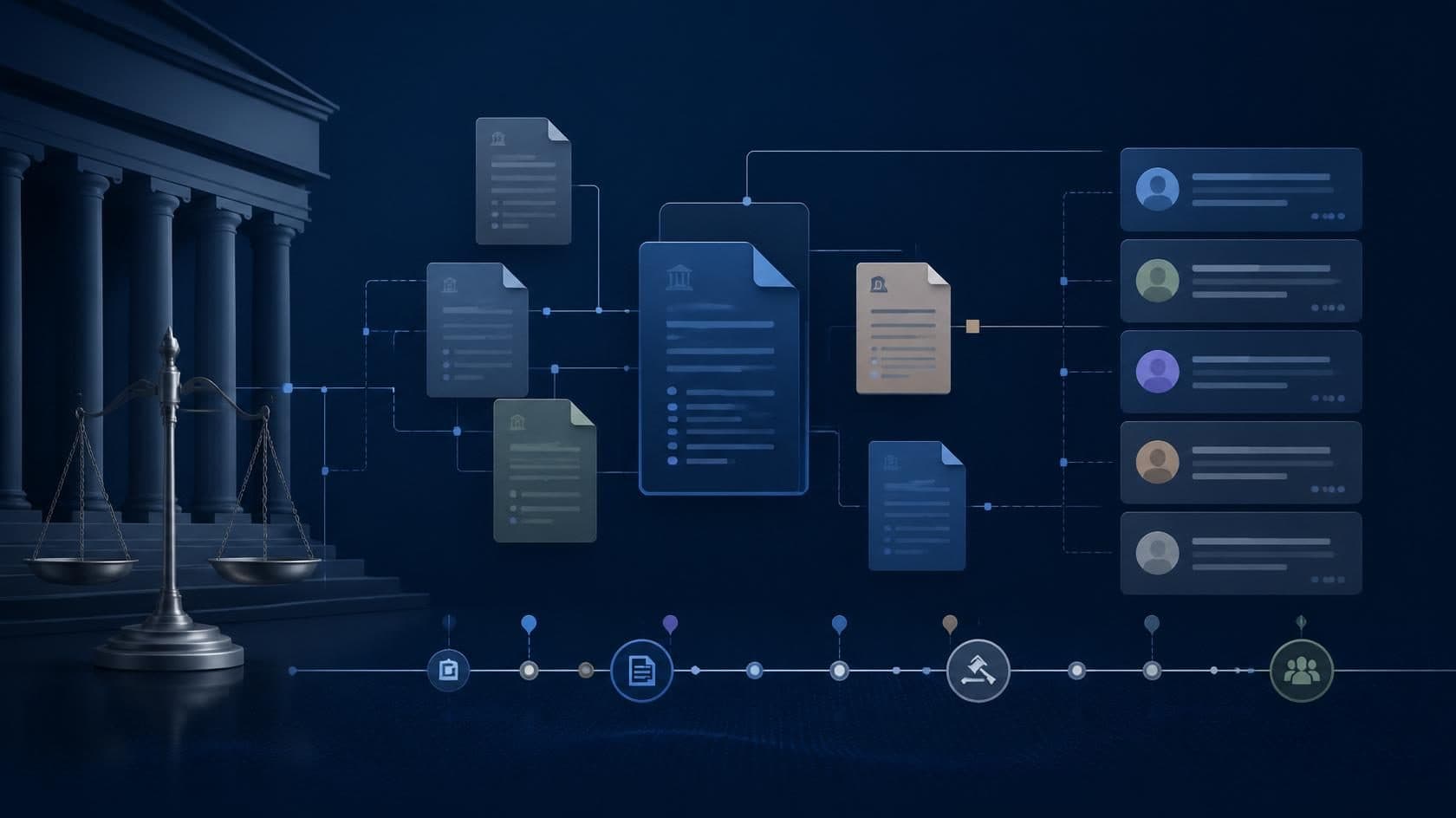 Mandexis KI-Aktenanalyse – Dokumente werden thematisch geclustert, verdichtet und Widersprüche sichtbar gemacht